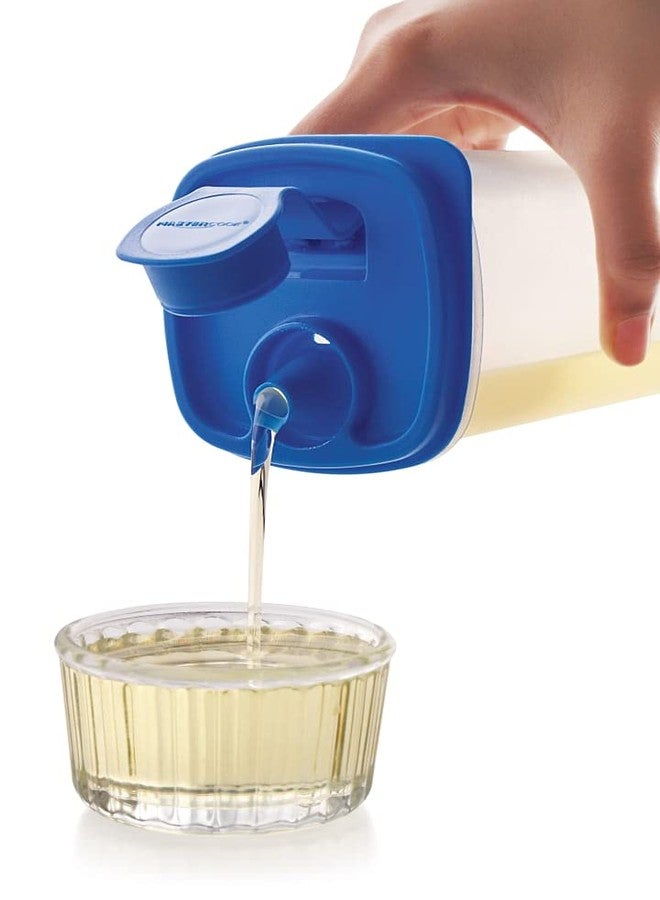 INVOSS Easy Flow Plastic Container for Oil, Beverages, Ingredients, Olive Oil, Vinegar and Liquid Dispenser, Oil Dispenser Bottle Wide Opening for Easy Refill and Cleaning -1 litres - Blue (2) - Image 2